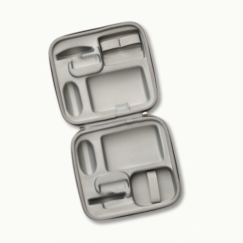 Inside Nanit Traveling Light Case in heather gray oxford