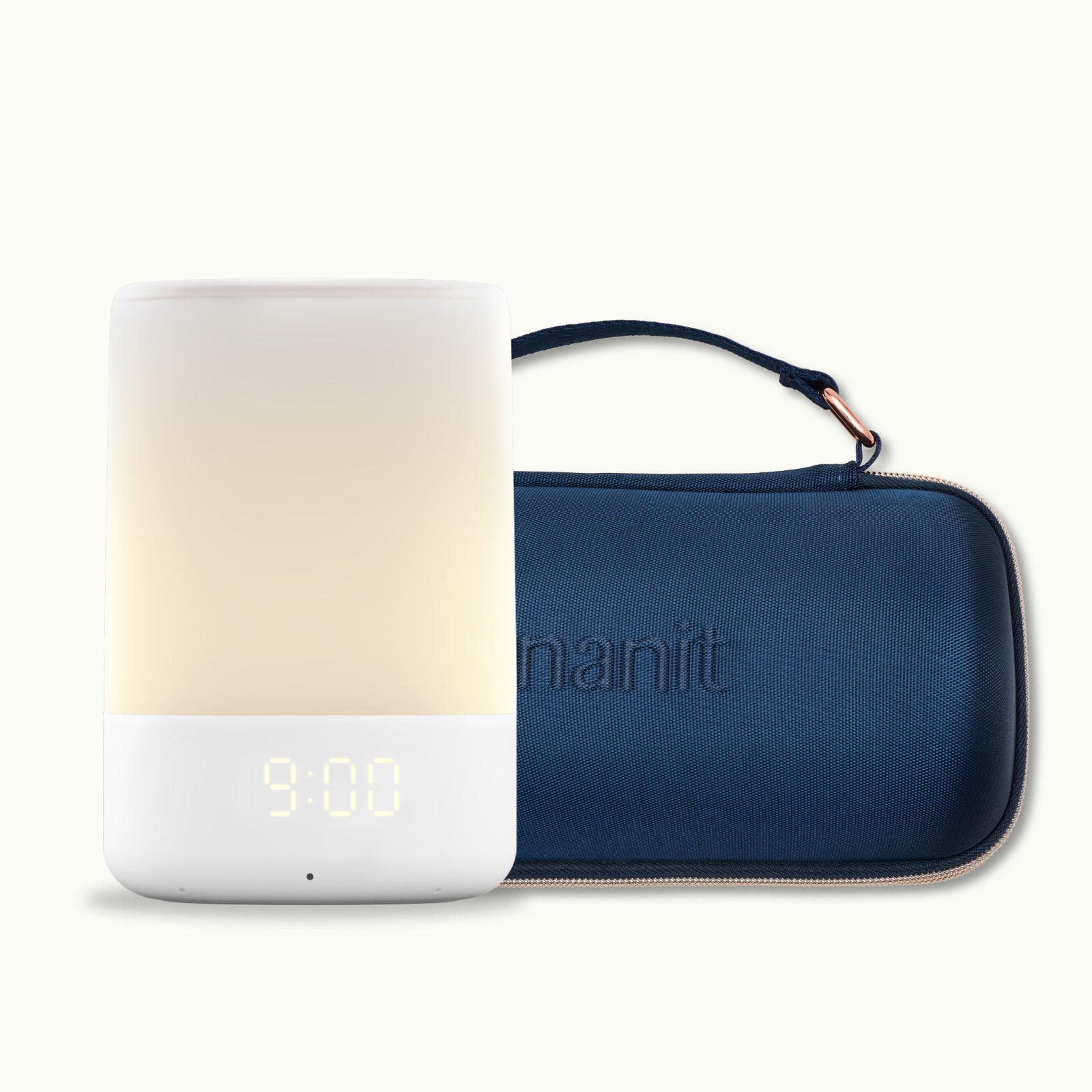 nanit sound + light and nanit sound + light travel case in blue