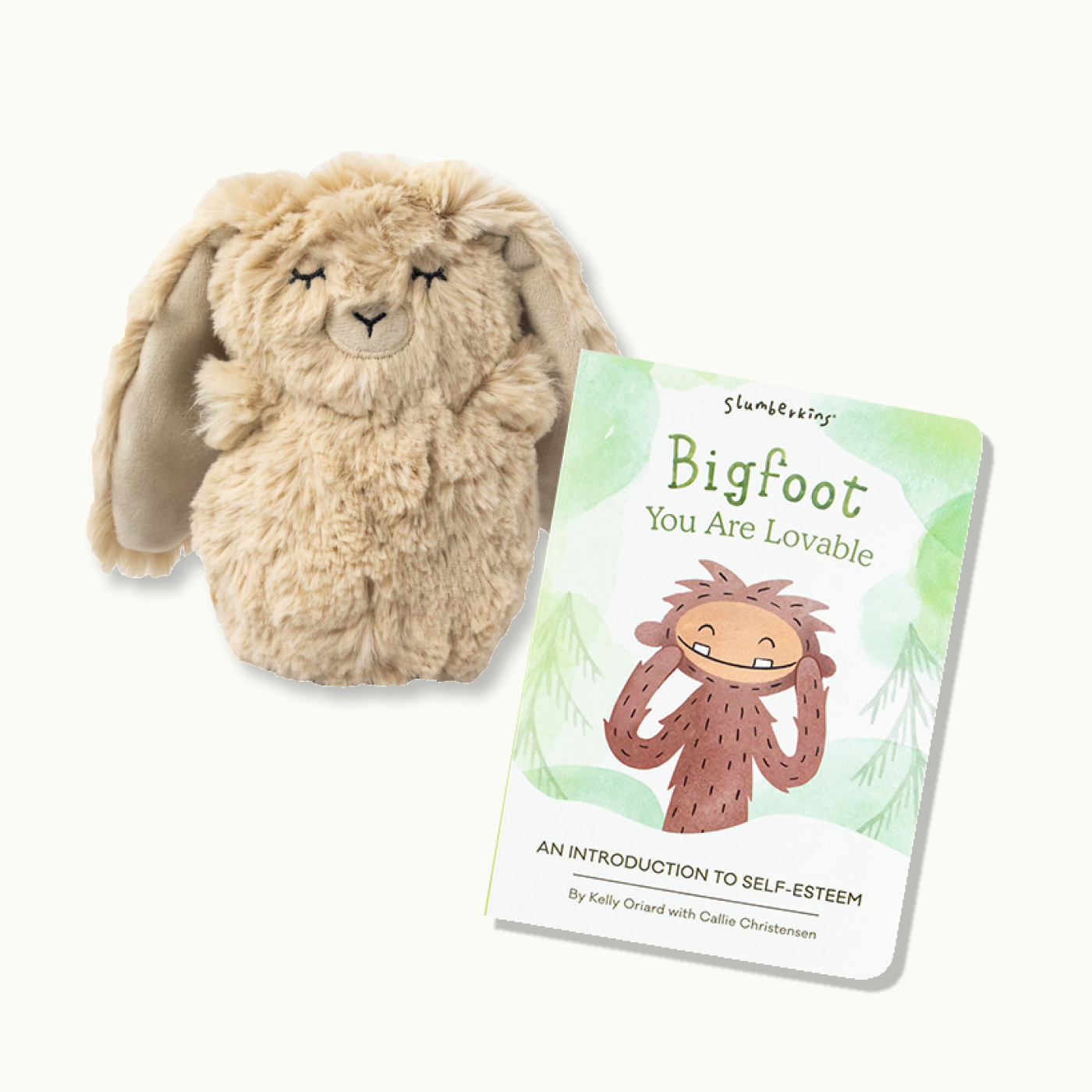 Slumberkins Self Esteem Bundle: Tan Bunny Mini & Bigfoot Intro Book