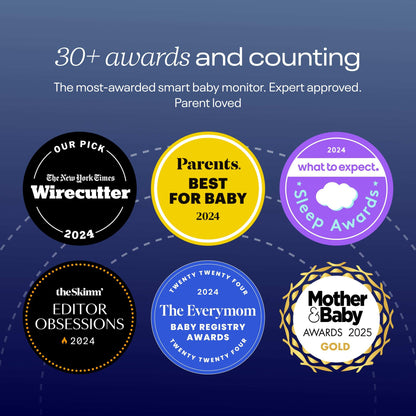 25+ awards in 2024 - the most-awarded smart baby monitor. expect approved. parent loved - including the new york times, parents., what to expect, theSkimm, and the everymom