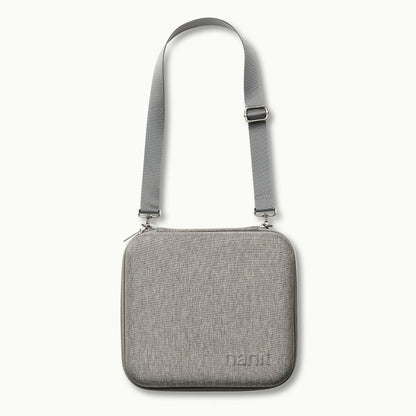 nanit traveling light case with shoulder strap in heather gray oxford 