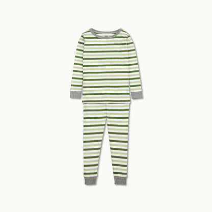 Nanit Two-Piece Sleep Wear Holiday Pajamas in Evergreen Bold Stripe 