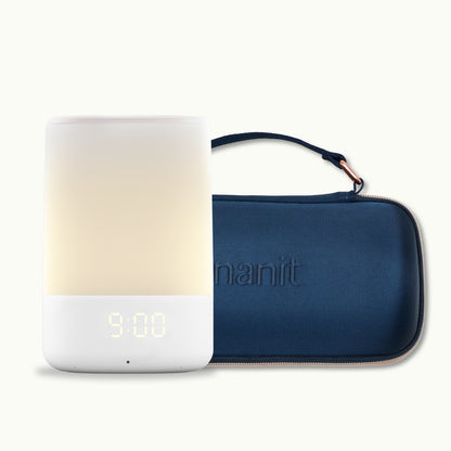 nanit sound + light and nanit sound + light travel case in blue