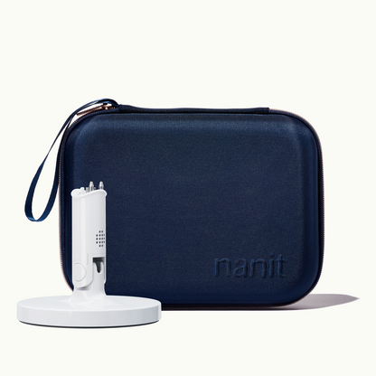 nanit flex stand and nanit blue travel case 