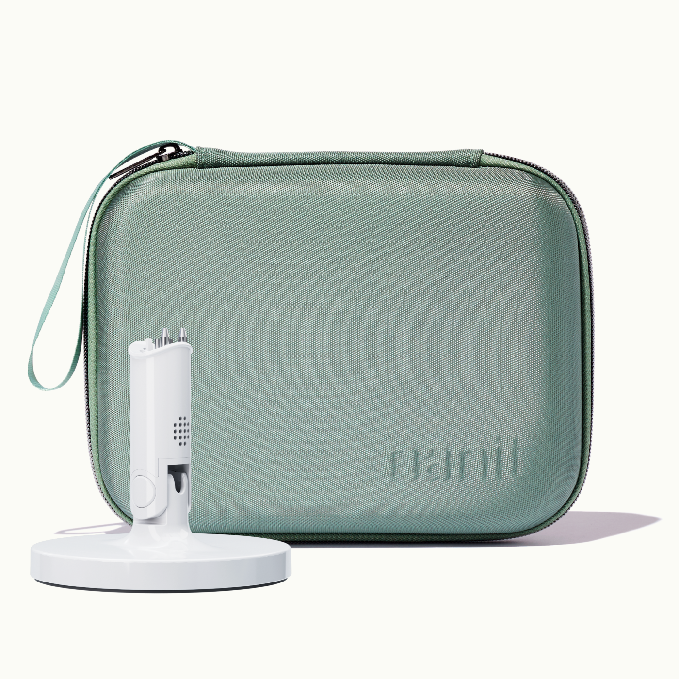 nanit flex stand and nanit green travel case 