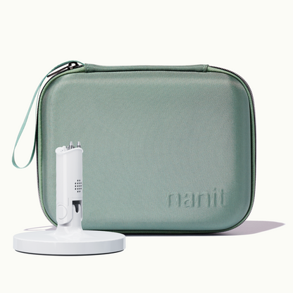 nanit flex stand and nanit green travel case 